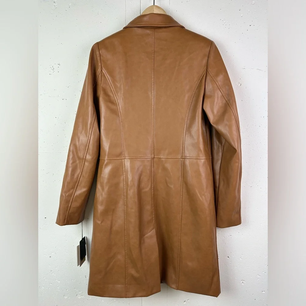 NWT Halogen Faux Leather Car Coat Cognac - Picture 3 of 9